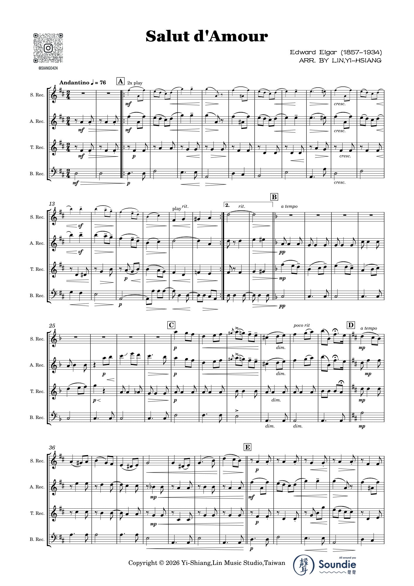 In a Persian Market arr. for Recorder Quartet